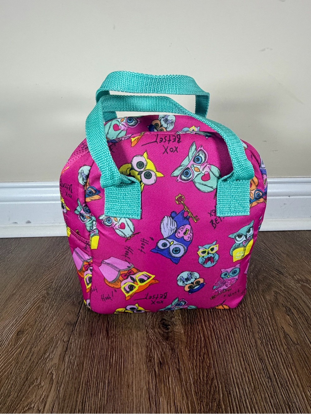 Betsey Johnson Owl Print Insulated Lunch Tote Pink Multi Cooler Bag - Picture 3 of 8